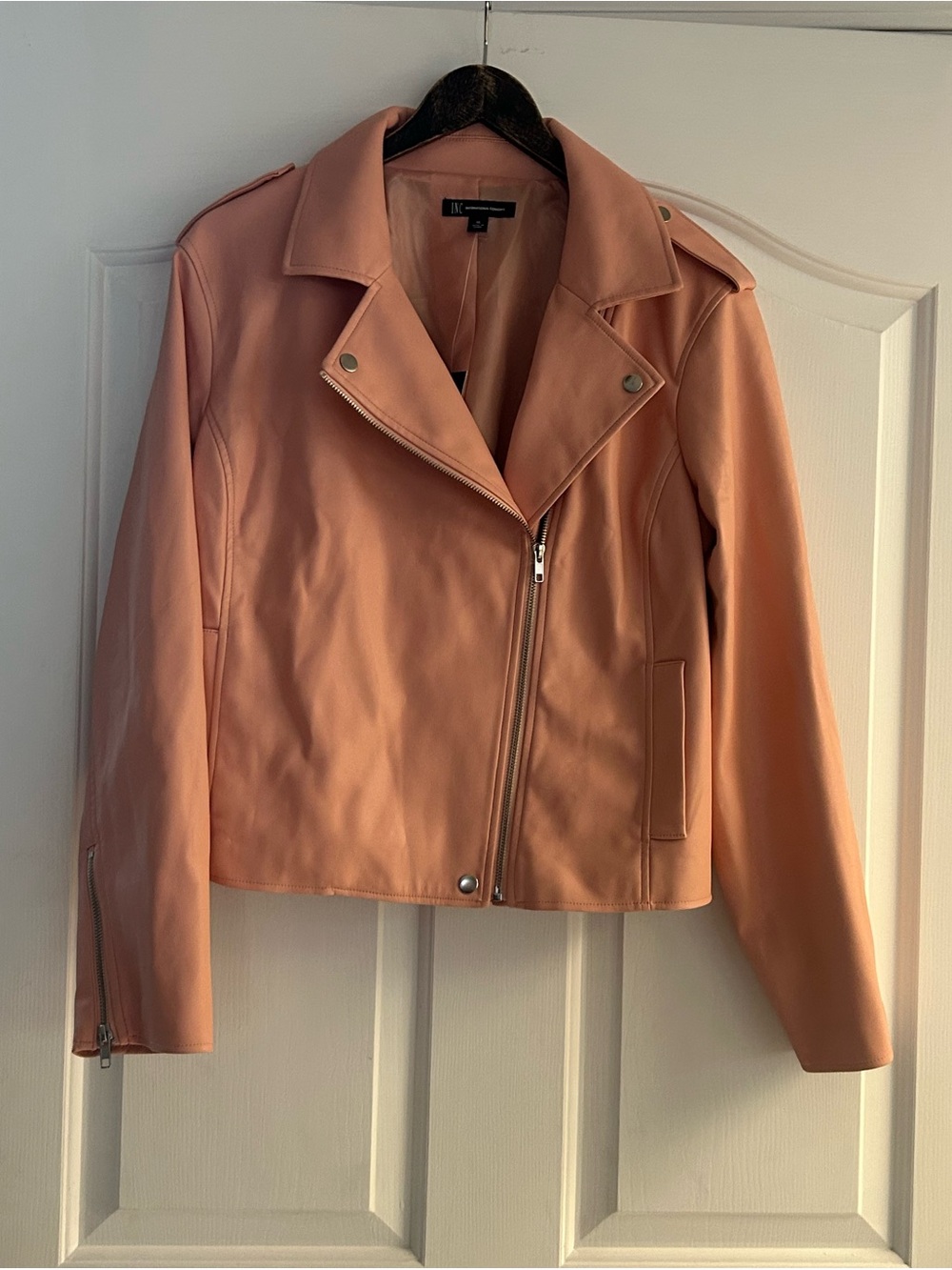 INC International Concepts Coral Faux Leather Jacket